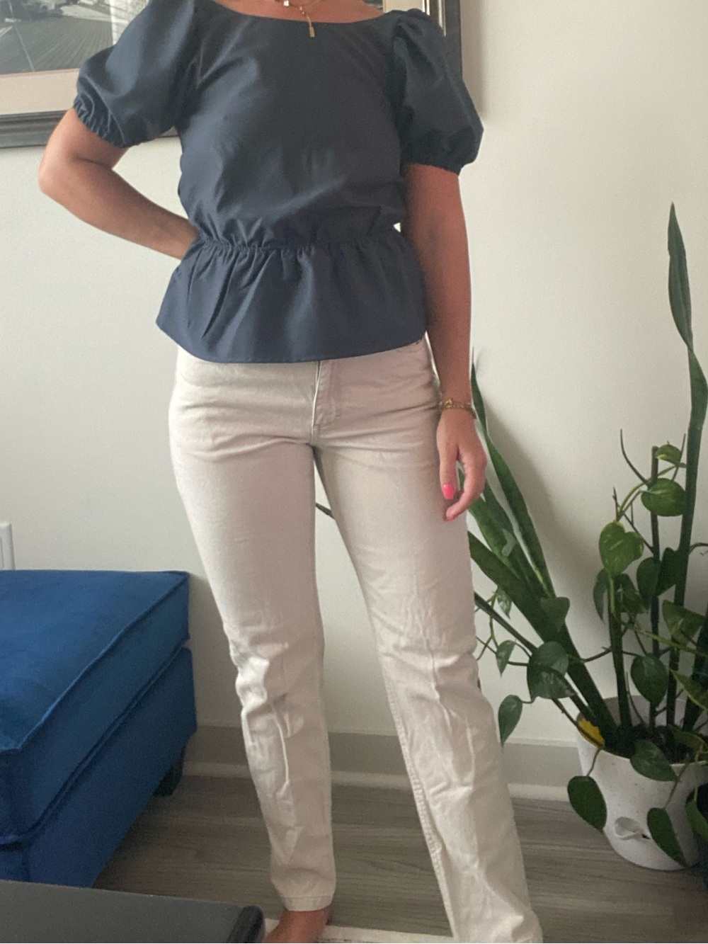 Tommy Hilfiger Off White Straight Leg Jeans